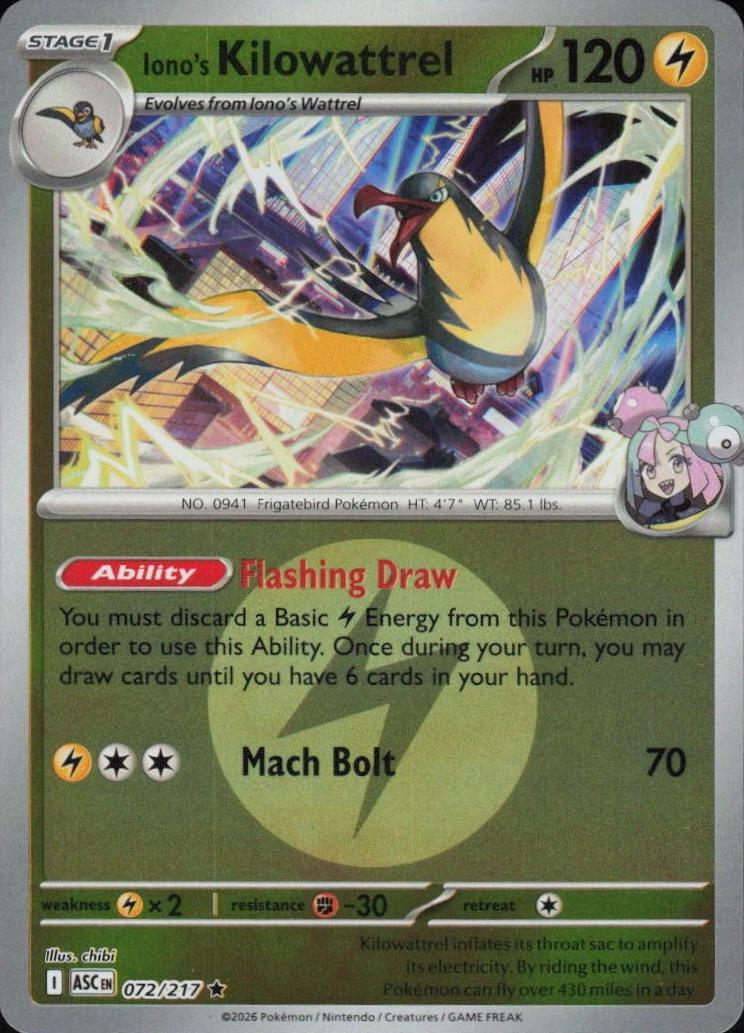 Ascended Heroes Iono's Kilowattrel [Energy] Pokémon card